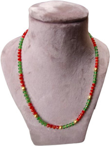 suvarn Red and Parrot Green Mix moti mala for Women and Girls. Necklace length 18 Inch Crystal Glass Necklace Price in India Buy suvarn Red and Parrot Green Mix moti mala