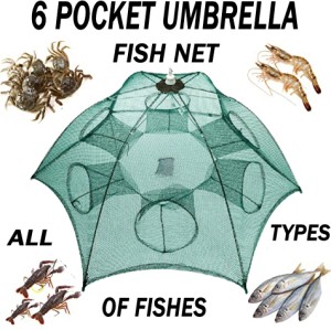 Buy PURKAIT FISHNET 6 POCKET UMBRELLA FISHING NET GAP 6mm HEIGHT 1.1f CURVE  4f R 8f POCKET R 1.8f Fishing Net Online at Best Prices in India - Fishing