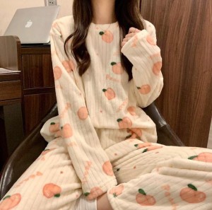 Jannie Hustler Strawberry Print Comfortable Night Dress Night Suit