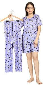 Exitro Women Printed Purple Night Suit Set Price in India Buy Exitro Women Printed Purple Night Suit Set at Flipkart Night Suit Set