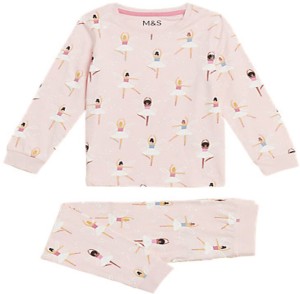 MARKS & SPENCER Girls Printed Multicolor Top & Pyjama Set