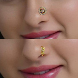 zhouse Gold plated Plated Copper Nose Ring Set Price in India
