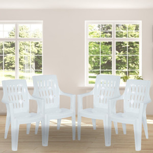 White plastic patio set sales