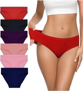 Meile Women's Underwear Soft Hipster Panties Breathable Briefs ( Pack of 3)  Red,Black,Pink