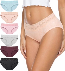 NICSY Womens Underwear Cotton Bikini Panties Lace Soft Hipster
