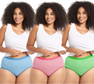 SHAPERX Ladies Inner wear Online Mid Waist Panty Plus Size Pack of 3  Multicolor