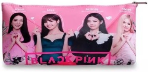 Blackpink Team Pencil Case Girls Printed Pink Pencil Pouch Black