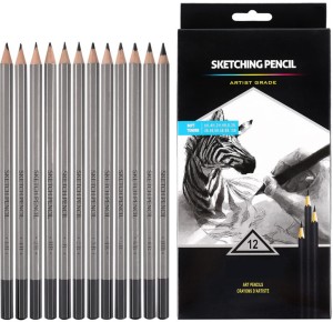 Definite Art Professional Drawing Sketching Pencil Set; Degree Grade Pencils-  14B, 12B, 10B, 9B, 8B, 7B