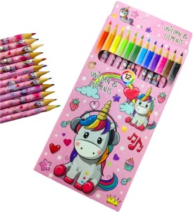SAH Cute Color Pencils Set for Kids. 12 Pc Unicorn Coloring  for Girls Drawing Pencil - unicorn color pencil