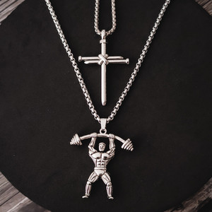 Dumbbell cross necklace online