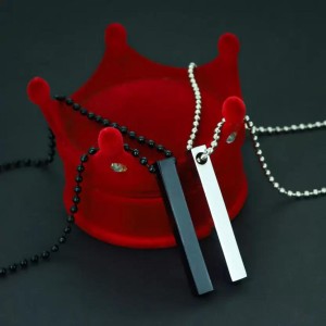 RV jewels Stylish Silver- Black 3D Vertical Bar Cuboid Stick Locket Pendant Necklace Alloy