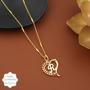 Jewel WORLD R letter locket pendants alphabet name gold plated