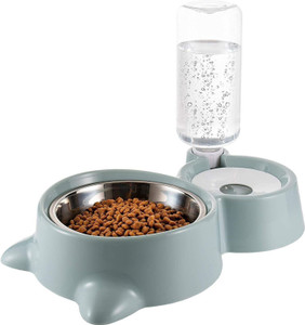 2 in 1 Pet Feeder Automatic Water Dispenser Bottle and Food Bowl For Dogs & Cats Plastic Pet Bowl & Bottle
