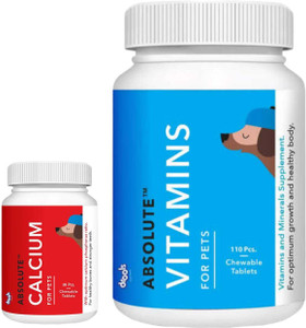 Drools Drools Absolute Calcium 18 Tabs and Drools Absolute Vitamins 110 Tabs Chicken 0.5 kg 2x0.25 kg Dry Adult New Born Senior Young Dog Food Price in India Buy Drools Drools