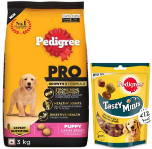 PEDIGREE Pro Puppy large breed 3kg Tasty Minis Chicken and Duck Chicken Duck 3.16 kg 2x1.58 kg Dry Young Dog Food Price in India Buy PEDIGREE Pro Puppy large breed 3kg