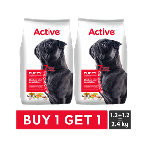 (2x1.2kg) , Chicken and Vegetable 2.4 kg (2x1.2 kg) Dry Young Dog Food