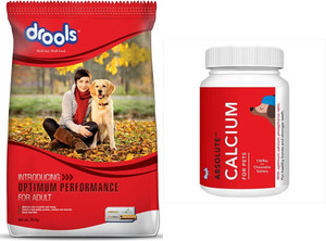 Drools Drools Optimum Performance Adult 20kg Absolute Calcium Tablet 110 Pieces Chicken 20.4 kg 2x10.2 kg Dry Adult Dog Food Price in India Buy Drools Drools Optimum Performance Adult 20kg