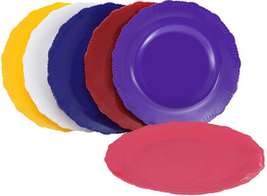 Cutting EDGE Color Block Designer Plastic Plates Multicolor Set of 6 Dinner Plates for Families Daily Use Parties Unbreakable Kid Friendly Microwave Safe Dishwasher Safe Fancy Dinner Plate Price in In...