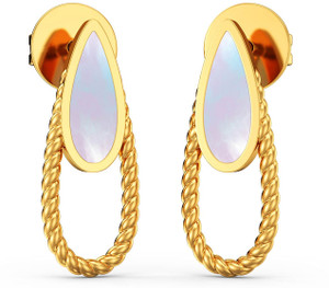 Joyalukkas Crystal Droplet Shaped White Yellow Gold 18kt Stud