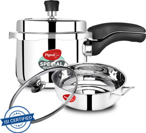 Pigeon Special Stainless Steel Pressure Cooker and Stainless Steel Kadai with Glass Lid 3 L Outer Lid Pressure Cooker Price in India Buy Pigeon Special Stainless Steel Pressure Cooker and Stainless St...