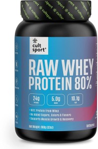 Cultsport Raw Whey 80% | 24g Protein with Digestive Enzymes | 908g 30 Servings Whey Protein