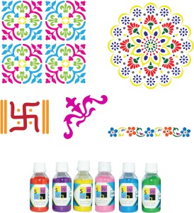 Ascension Rangoli Kit 5 Multicolour Rangoli Bottles Powder 80G