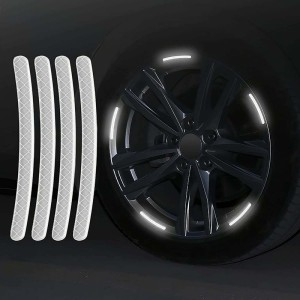 Auto E-Shopping Car Tyre Rim Reflective Warning Stickers for Car Bike Cycle Universal White 15 mm x 0.13 m White Reflective Tape
