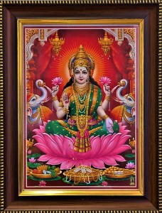 shreya arts frame wth glass Dhana Lakshmi/ Lakshmi Pooja/ Mata Lakshmi/ Devi Lakshmi Photo Religious Frame