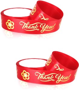 De-Ultimate Pack of 2 (2.5cm X 10 Mtr) Thank You Printed Red