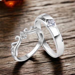 Karatcart clearance Platinum Plated Adjustable Couple Ring
