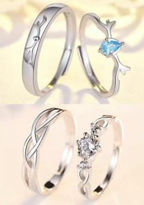 Alvira Valentine Special Adjustable Fancy Couple Rings For Lovers Stainless Steel Rings Stainless Steel Brass Stone Metal Copper Alloy Cubic Zirconia Crystal Diamond Rhodium Silver Titanium Plated Rin...