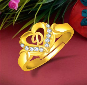 D Rock D name letter stylish Gold plated ring for girls women
