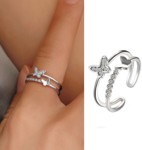 Fashion Frill Silver Women Girls Ring Artificial Jewellery Fancy Butterfly Design Ring Stainless Steel Crystal Silver Plated Ring Price in India Buy Fashion Frill Silver Women Girls Ring Artificial Je...