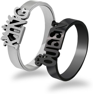 JewelMaze JewelMaze His Queen Her King Couple Rings Set Alloy