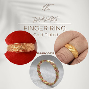 vks trading FINGER RING Gold Plated Non Adjustable PACK OF 3 046