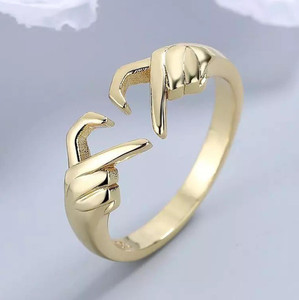 Uniqon Golden Geometric Palm Love Gesture Couple Hands Than Heart
