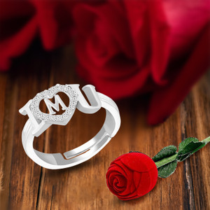 MEENAZ i love you ring girls women girlfriend M name letter propose valentine heart cz Brass Copper Crystal Stone Alloy Metal Cubic Zirconia Diamond Zircon Crystal Platinum Rhodium Silver Plated Ring ...