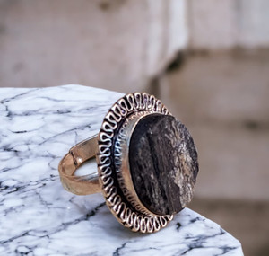 Black tourmaline crystal ring online