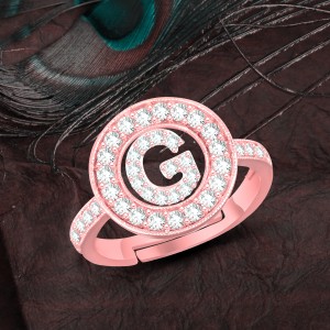 MEENAZ Rings for girls women girlfriend couple valentine alphabet G letter  rose gold AD Alloy, Copper, Brass, Crystal, Metal, Stone Cubic Zirconia,  Diamond, Crystal, Zircon Platinum, Brass, Gold Plated Ring Price in