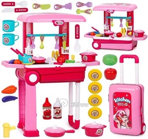 edplay Kitchen Set Toy for Girls Kids with Light Music Foldable