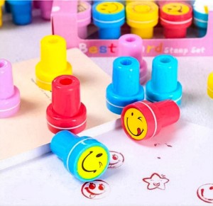 Chama Emoji Stamp / Pack of 10 with Smile Design Face Stamps Toys