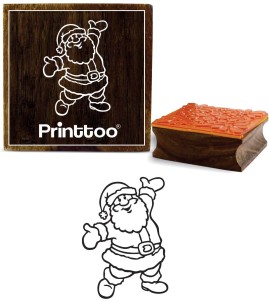 Printtoo Square Santa Claus Pattern Wooden Rubber Stamp Scrap