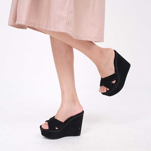 Black suede wedge sandals outlet