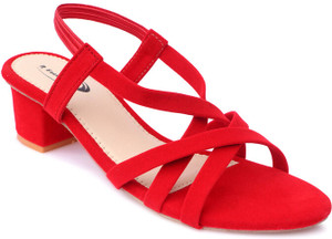 Red sandals cheap low heel