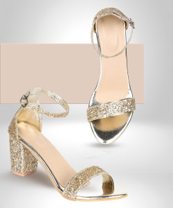 AASHEEZ Women Gold Heels Buy AASHEEZ Women Gold Heels Online at
