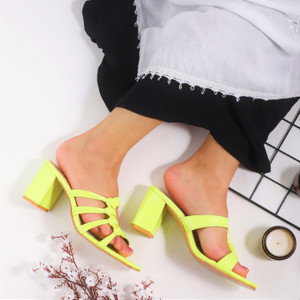 Neon yellow shop block heels
