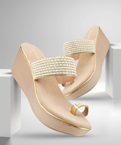Buy MOCHI Women Gold Wedges Online at Best Price