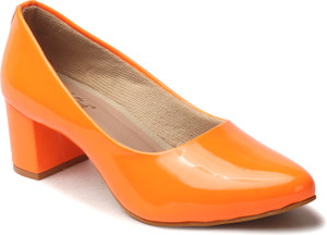 Neon orange block heels clearance