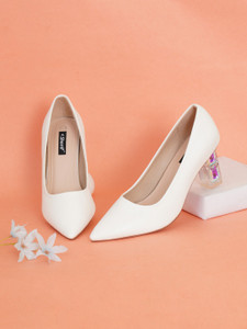 White pointed toe block heels outlet