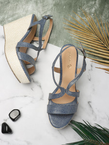 Womens blue wedge store sandals